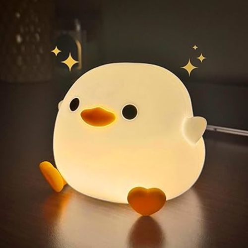 Cute Night Light, Silicone Rechargeable Lazy Duck Lamp, Nursery Night Light for Kids, Breastfeeding, Gift for Easter, Bedside Table Lamp for Bedroom & Living Room