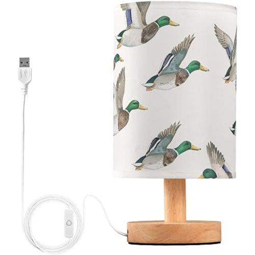 Bedside Table Lamp Flying Mallard Duck Nightstand Lamp with Wood Desk Lamps for Bedroom Living Room Nursery Office Home Decor