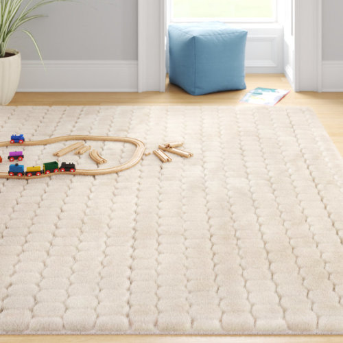 Nia Solid Machine Washable Area Rug for Living Room Bedroom Dining Room Kitchen, Beige