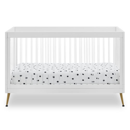 Delta Children Sloane 4-in-1 Acrylic Convertible Crib - Includes Conversion Rails, Bianca White withMelted Bronze