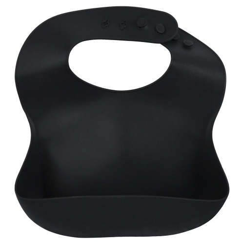 Black Silicone Baby Bib with Crumb Catcher