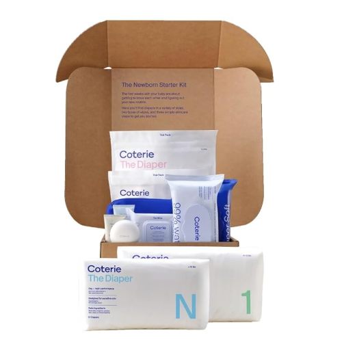 Coterie Newborn Starter Kit | Diapers (NB-3), Wipes & Skincare Gift Set