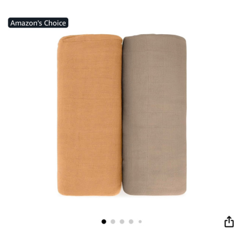 Comfy Cubs Muslin Swaddle Blankets Pack of 2 - 47 x 47 Inch Soft Cotton Baby Blanket Set, Large Multipurpose Wraps for Newborns - Self-Soothing Swaddles for Newborns - Cedar & Caramel