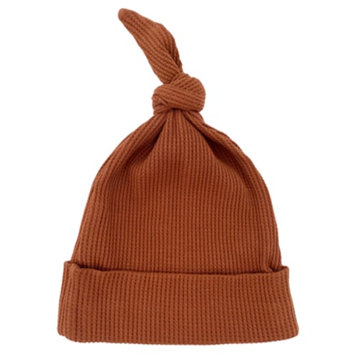 Organic Waffle Knot Beanie, Caramel