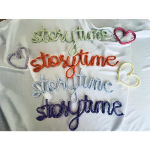 Knitted Wire "Storytime" Sign: Custom Nursery Wall Art