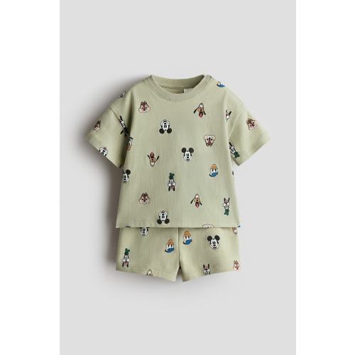 Light green/Mickey Mouse 2-Piece Printed Set for kids | H&M US