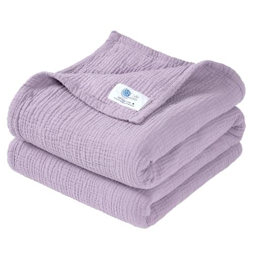 lulumoon Muslin Baby Blanket Neutral: 100% Cotton Crib Blanket for Toddler