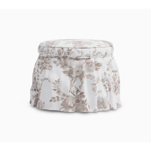 LoveShackFancy Damask Print Neutral Ottoman