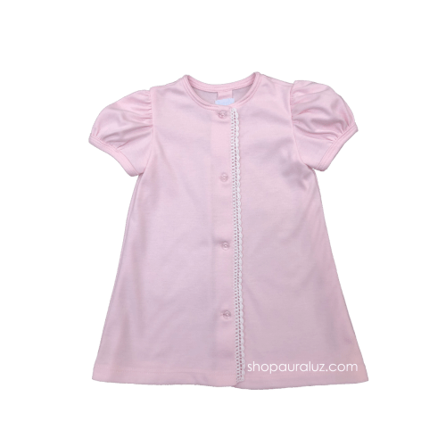 Auraluz Knit Day Gown s/s...Pink with white crochet trim – AURALUZ