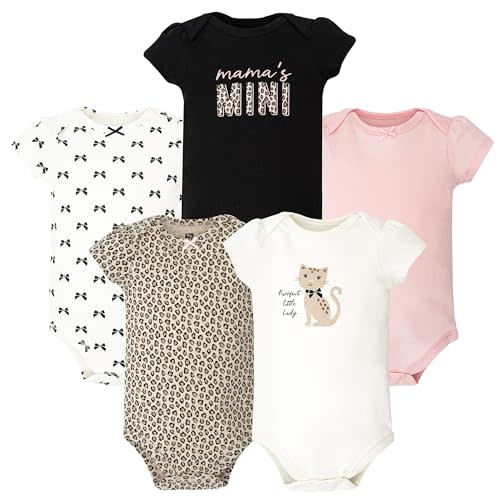 Hudson Baby Infant Girls Cotton Bodysuits 5-Pack
