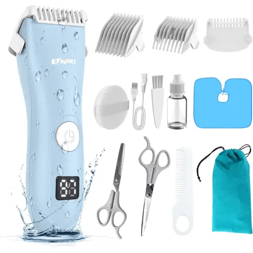 Baby Hair Clippers, Professional Quiet Hair Trimmer for Kids and Toddler, Waterproof & Rechargeable Cordless Hair Cutting Machine for Children, with LCD Display