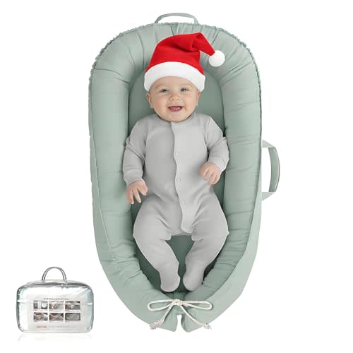 Baby Lounger - Infant Lounger for Newborn 0-24 Months, Pure Cotton Breathable Baby Nest Lounger Cover, Newborn Essentials for Baby Boys & Girls, Portable Baby Lounger for Home and Travel