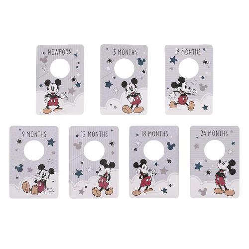 NoJo Disney Mickey Mouse Gray, Red, and Black, Nursery Baby Closet Dividers - Set of 7 Newborn to 24 Months