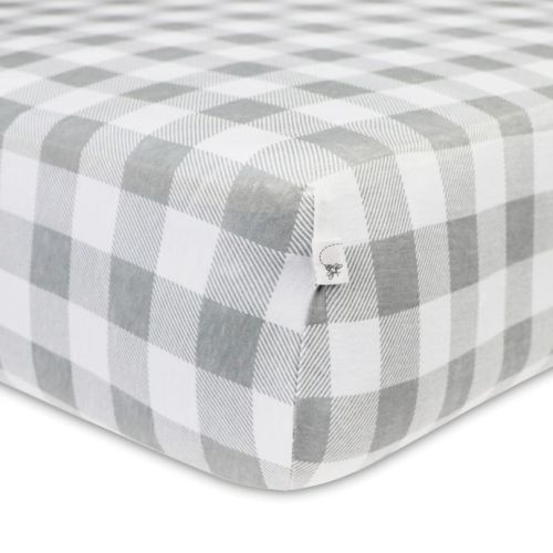 Burt's Bees Baby® Buffalo Check Organic Cotton Fitted Crib Sheet in Fog