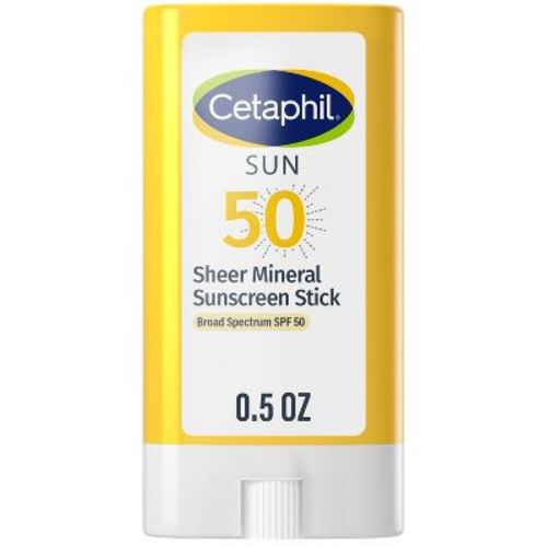Cetaphil Sheer Mineral Sunscreen Stick SPF 50, Face & Body - 0.5 fl oz: Paraben-Free, Hypoallergenic, Contains Vitamin E, Titanium Dioxide