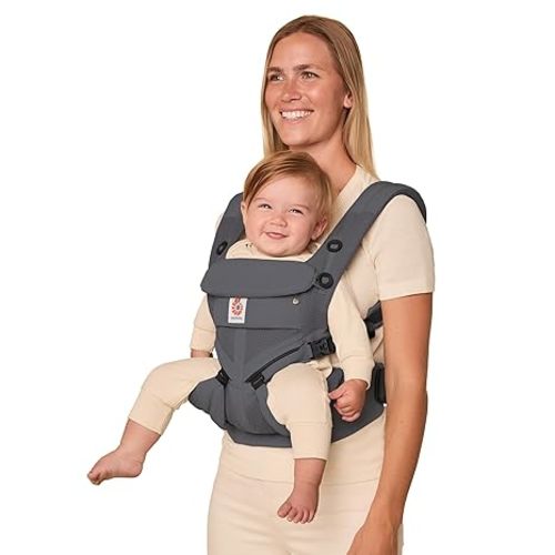Ergobaby Omni Classic Baby Carrier Newborn to Toddler - Breathable Baby Carriers for Summer - All-Position Carrier with Lumbar Support (7-45 Pounds), Mesh, Charcoal Grey