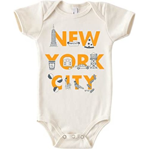 MAPTOTE Font One Piece-Unisex Baby Organic Cotton Short Sleeve Bodysuits-Various Sizes 3-18 Months-City Specific-Made in USA