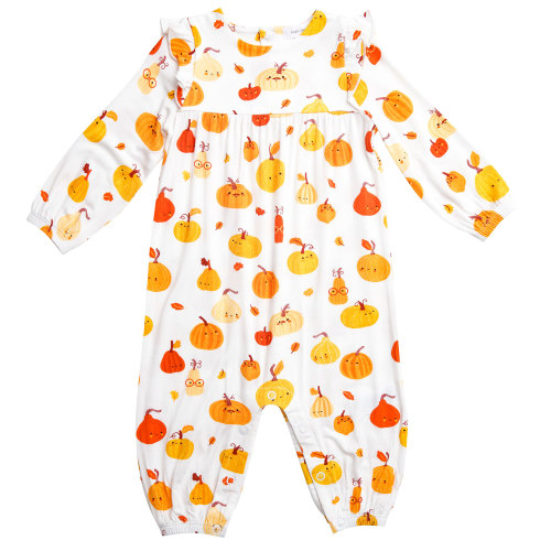 Ruffle Sleeve Romper, Pumpkin