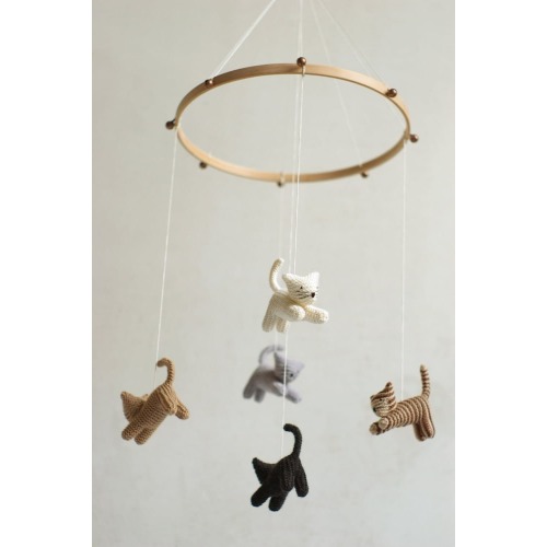 Knitted Kitten Baby Mobile: Cat Lover Gift, Handmade Kitten Nursery Mobile