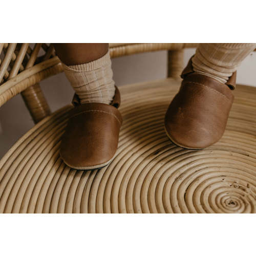 Caramel LOAFERS Leather Shoes Size 4