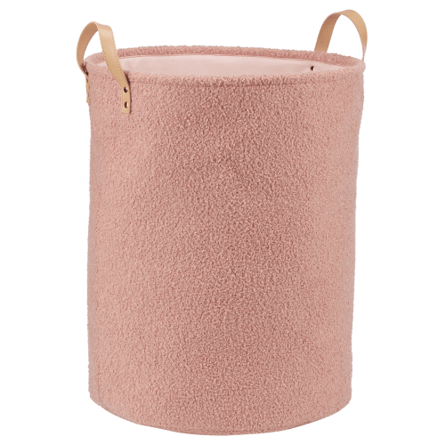 Panier à linge avec bouclé rose