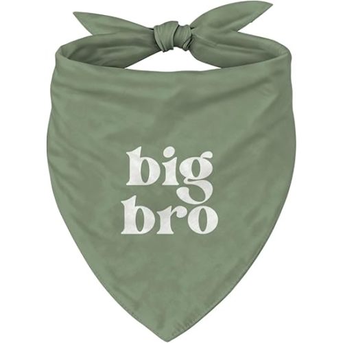Big Brother Dog Bandana, Adjustable Triangle Dog Scarf, Stylish Green Pet Accessory for Pregnancy Baby Announcement, Gender Reveal or Maternity Photoshoot for Small and Medium Dogs