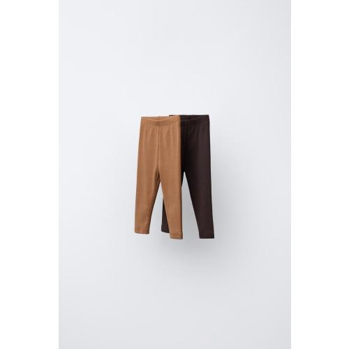 TWO-PACK OF PLAIN LEGGINGS - Caramel | ZARA United States