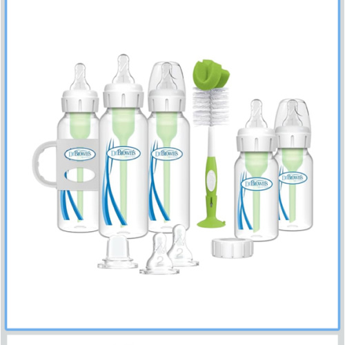Dr. Brown's Natural Flow® Anti-Colic Options+™ Narrow Bottle to Sippy Gift Set with Soft Silicone Sippy Spout, Removable Silicone Handles, Travel Cap and Bottle Brush