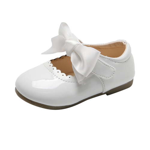 Toddler Little Girl Dress Shoes Mary Jane Flats Party Toddler Shoes Baby Girls Cute Fashion Bow Hollow Out Non-slip Small Leather Princess Shoes White 9-12 Months