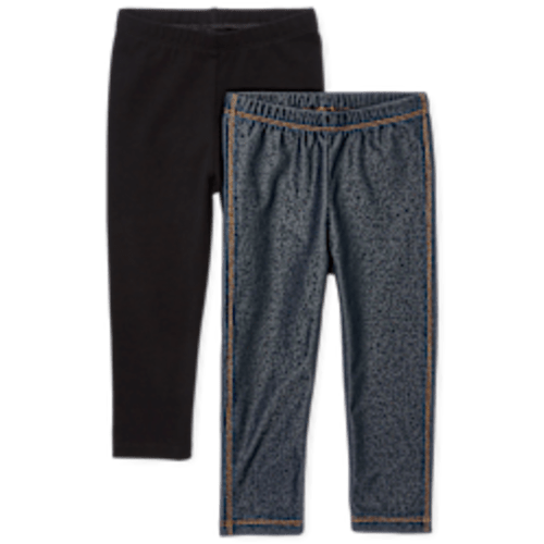 Toddler Girls Faux Denim And Solid Leggings 2-Pack | The Children's Place
