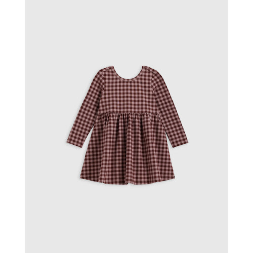 Organic Cotton Long Sleeve Skater Dress - Baby Girl in Check