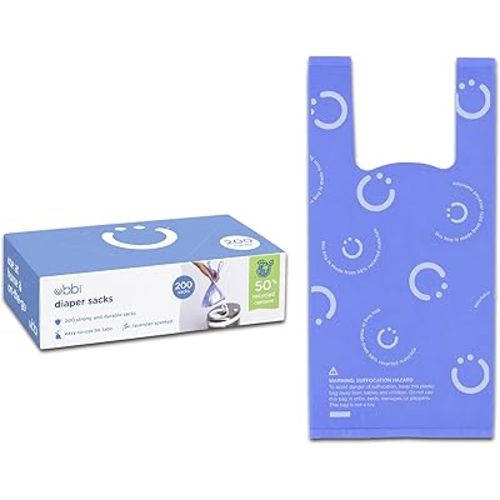 Ubbi Disposable Diaper Sacks, Lavender Scented, Easy-To-Tie Tabs, Diaper Disposal or Pet Waste Bags, 200 Count