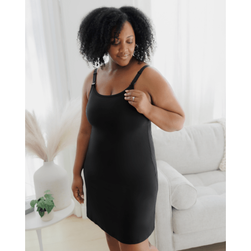 Stella Hands-Free Pumping & Nursing Nightgown | Black - Kindred Bravely