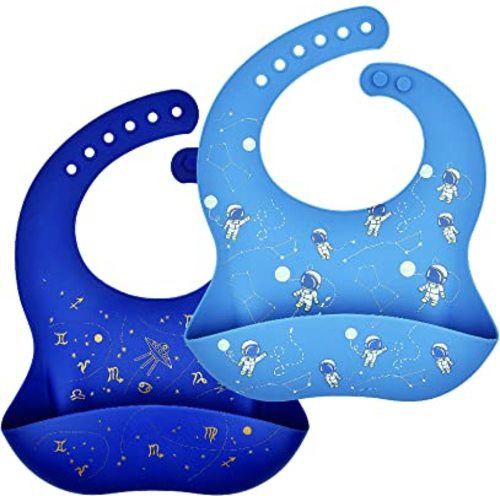 Waterproof Silicone Baby Bib, Easy Clean Quick Drying Soft and Comfortable Feeding Bucket Bib, Keep Stain off