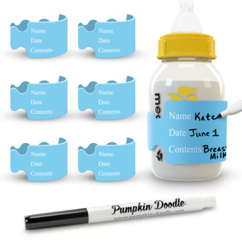 Reusable Baby Bottle Labels – Daycare, 6 Pack + Dry Erase Marker