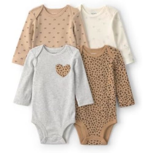 Carter's Baby Girls' 4-pack Long Sleeve Bodysuits