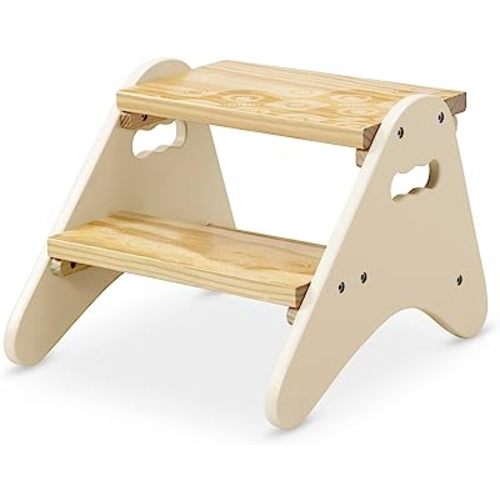 B. toys Peek-A-Boost, 2-Step Ivory & Wood with Handles, 16-Piece Set