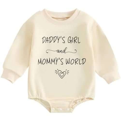 Newborn Baby Girl Romper Daddys Girl Clothes Long Sleeve Round Neck Romper Toddler Girl Outfit