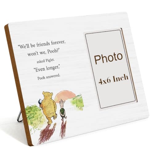 Cute Bear Nursery Picture Frame Baby Shower Decor for New Parents 04 | Baby Boy Girl Nursery Decor Wood Frame for 4 x 6 Inch Photo Gifts for Gender Reveal