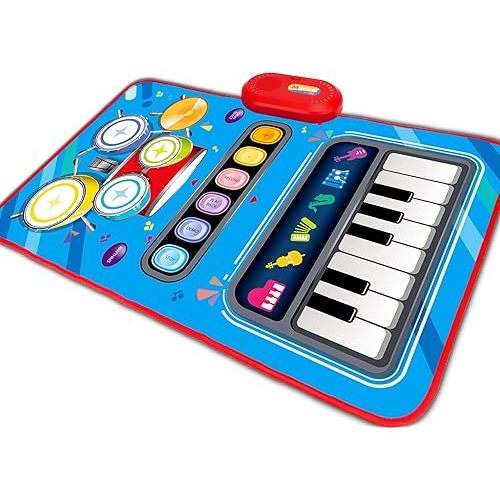 Baby Toys for 1 Year Old: Baby Musical Mat Toddler Toys Age 1-2 - 2 in 1 Piano Drum Babies Play Mat - Infant Music Toy 12-18 Months Babies Birthday Valentines Gifts for 1 2 3 Year Old Boys Girls