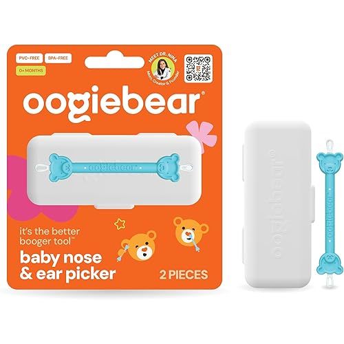 oogiebear: Baby Nose Cleaner & Ear Wax Removal Tool - Safe Booger & Earwax Removal for Newborns, Infants, Toddlers - Dual-Ended - Essential Baby Stuff, Diaper Bag Must-Have, with CASE