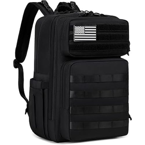 LORADI Dad Diaper Bag with Insulated Pockets, Stroller Clips and Luggage Sleeve for Travel, Large Tactical Diaper Bag for Men, Black