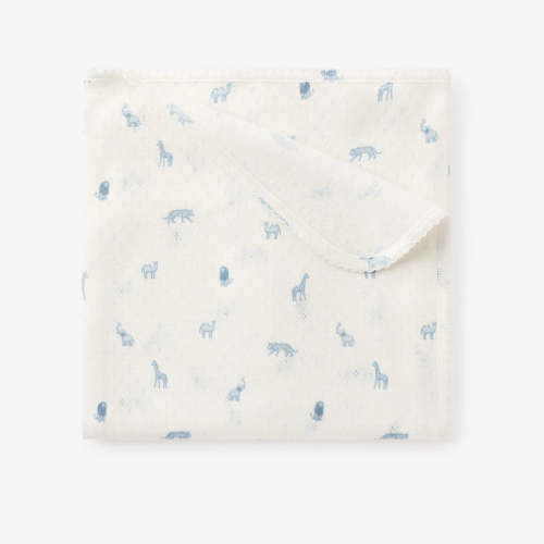 Blue Safari Print Organic Cotton Pointelle Baby Blanket BLUE / 30X40