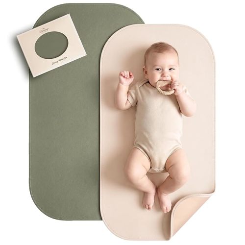 Konssy Faux Leather Baby Changing Mat 2 Pack, Oval, 30"x17"