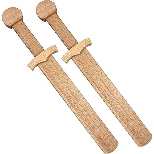 Adventure Awaits! Wooden Toy Pretend Play Sword for Kids | 2 Pack | 17" Medievel Knight Shortsword | Lightweight and Durable for Imaginative Kids | NOT a Weapon | Set of 2
