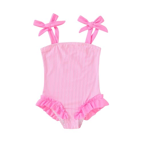 Happy Town Toddler Swimsuit Girl Solid Color Stripe One-Piece Baby Bathing Suits