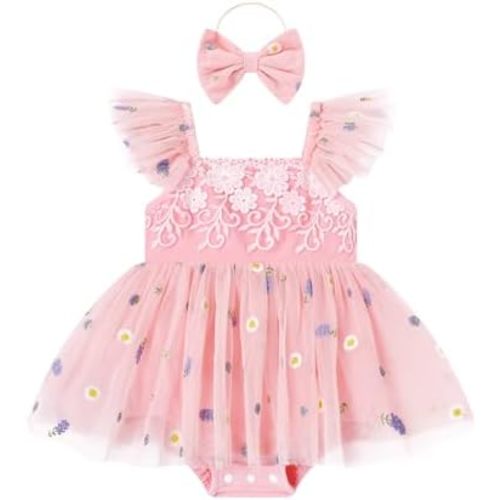 Baby Girl Dress Tulle Summer Ruffe Sleeveless Romper+Headband 2Pcs Infant Dresses Girls Birthday Outfit 0-18M
