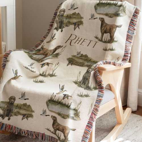 Mallard Duck Hunting Nursery Decor Labrador Baby Blanket Personalized Baby Boy Gift Mallard Duck Baby Shower Gift Chocolate Lab Blanket Baby