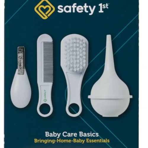 Safety 1st Baby Care Infant Essentials Set 4 Piece White with Brush Nail Clippers and Nasal Aspirator