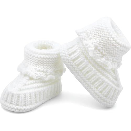 Baby Booties Newborn Hand Crochet Knit Cotton Bootie Cozy Warm Soft Sock Shoes for Infant Boys Girls